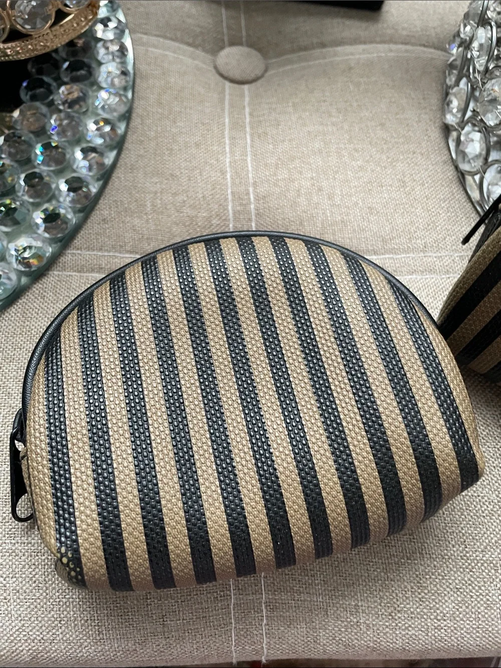 ✨🖤Striped Black & Tan Travel Pouch Set - 3 Piece🖤✨NEW